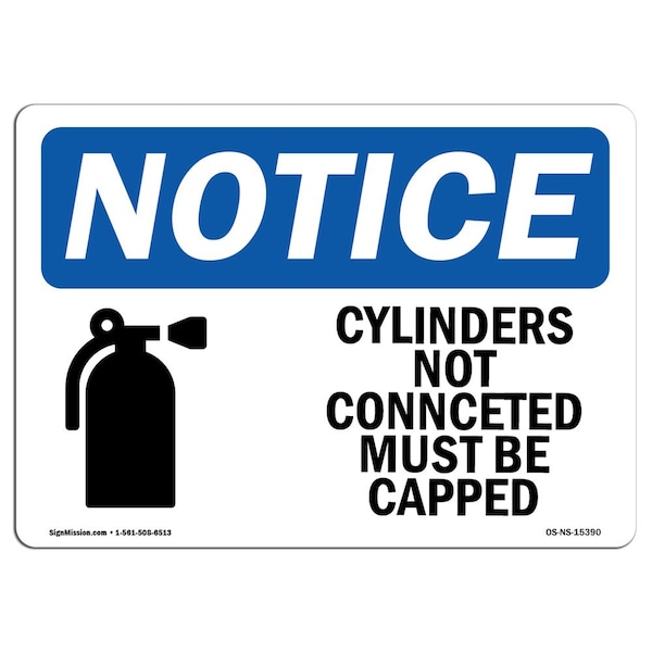 Sign, 3.5" H, Cylinders Not Connected Must Be Capped Sign, Landscape, NS-D-35-L-15390-10PK